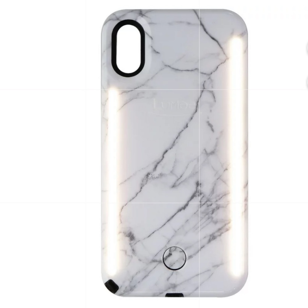 LuMee Duo Selfie LED Case for iPhone X - White Marble